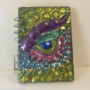 Dragon Eye Journal 3D Sculpted Resin A5 Refill 6 Ring Binder Green Purple New